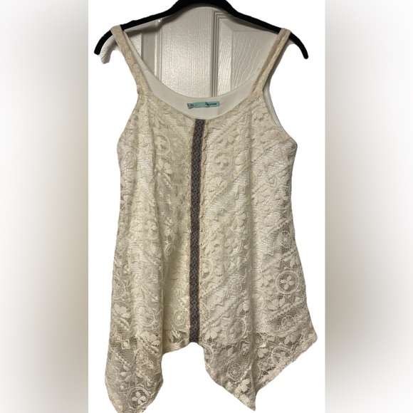 Maurice’s Lace Boho Tank Blouse Cream lined Size S - Picture 1 of 6